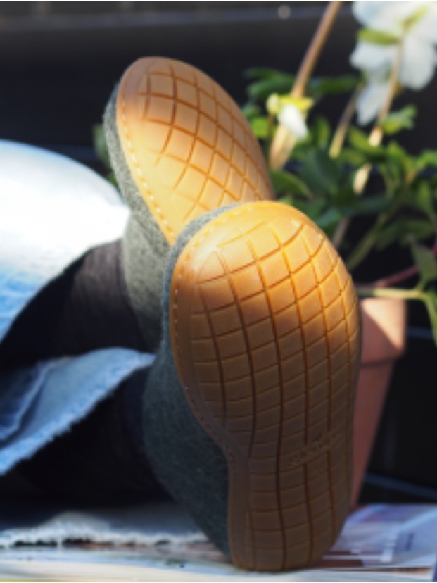 Glerups Charcoal Colored Wool Cozy Shoe Slipper Natural Rubber Sole In Honey |43 — image 2 of 8